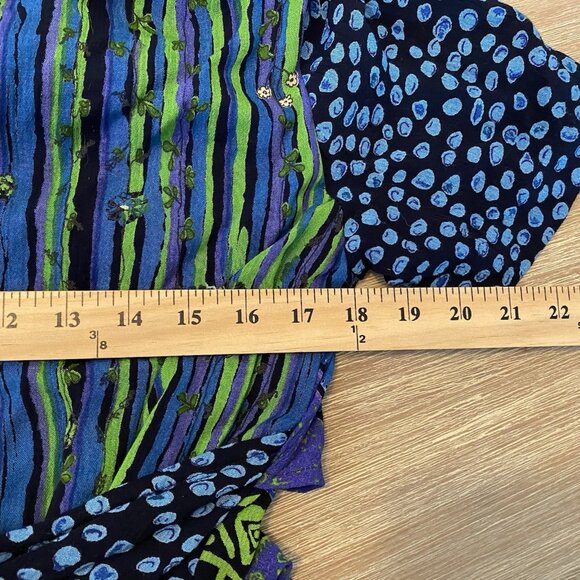 Carole Little Dress Women's Multicolor Sz 12 Short Sleeves Long Art Eclectic VTG - Picture 13 of 14